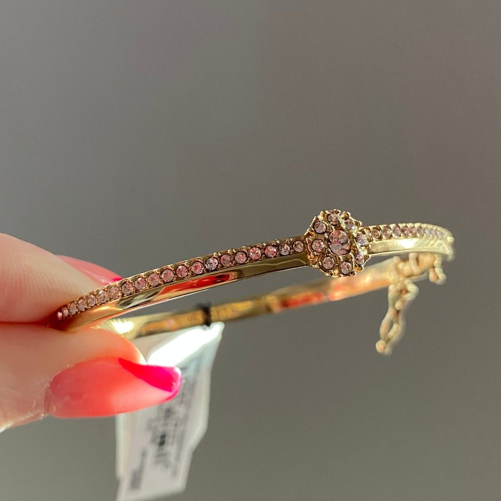 Givenchy Crystal Flower Hinged Bangle Bracelet